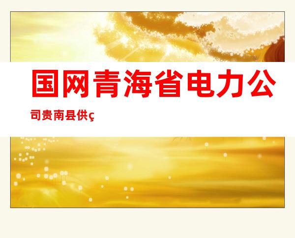 国网青海省电力公司贵南县供电公司